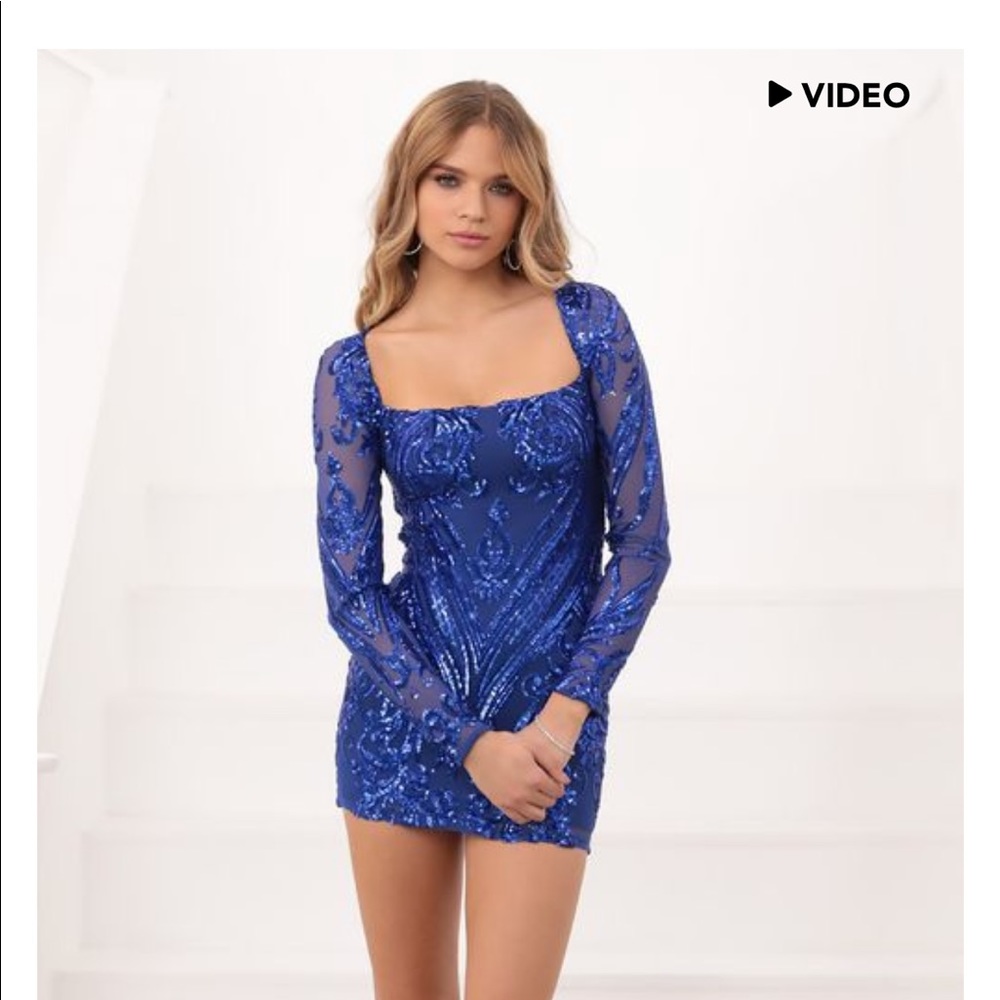 Lucy in the Sky Giulia Sparkling Long Sleeve Blue Dress